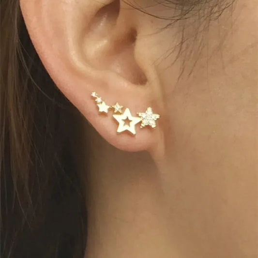 1 Pair Star Ear Climber Tiny Star Stud Earrings for Women