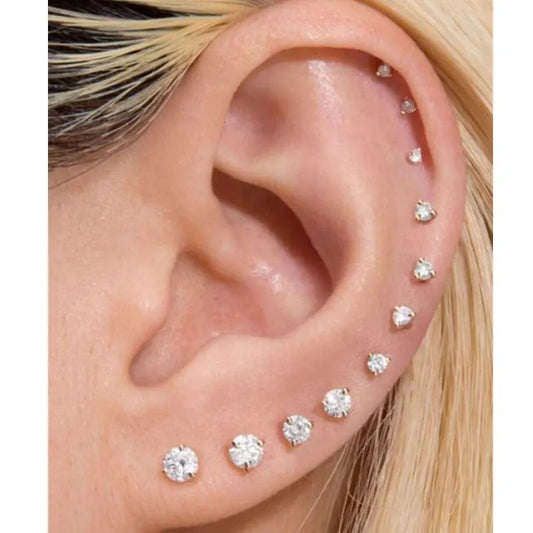 1Pairs Stainless Steel Crystal Studs Earrings For Women